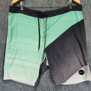 O'Neill Hyperfreak Boardshort Mens Size 36 Unlined Green Swimwear Casual Surf